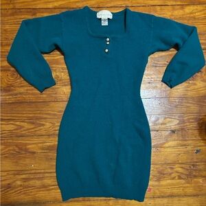 Rampage Teal Long-Sleeve Sweater Dress with Button Accents